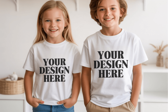 Download Bella Canvas 3001Y Sibling Kids Mockup 2 - Premium Bundle