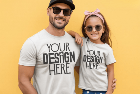 Download White Shirt Dad and Daughter Kids Mockup - Premium Resources