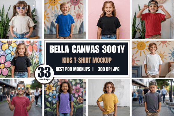 Download Bella Canvas 3001Y Kids Mockup Bundle 2 - Premium Resources