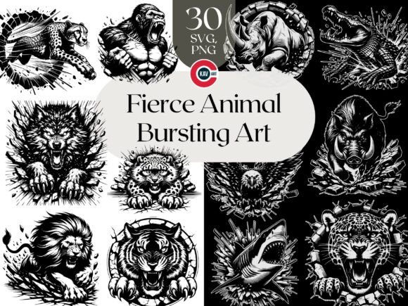 Download Fierce Animal Bursting Through Wall SVGs - Fierce animal Collection