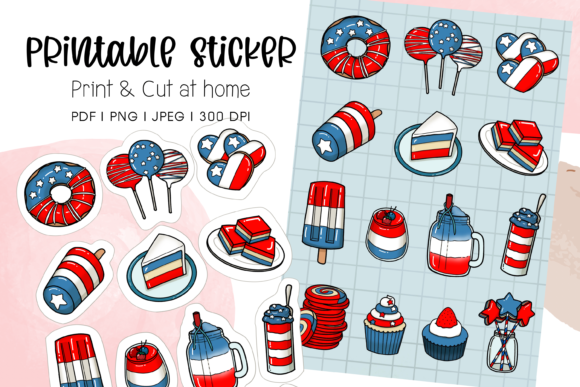 Download 4th of July Dessert Printable Stickers - Dessert printable Collection